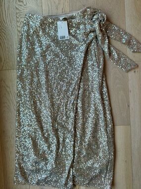 H&M Sequin Skirt in Champagne-Beige NWT